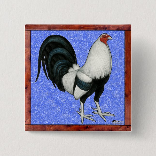 Badge Carré 5 Cm Coq de combat encadré (Devant)