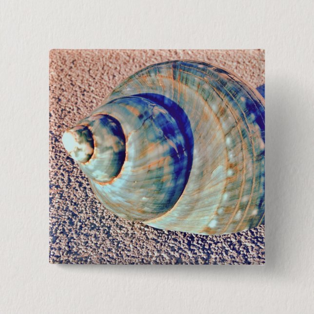 Badge Carré 5 Cm Coquillage de Welk de mer (Devant)