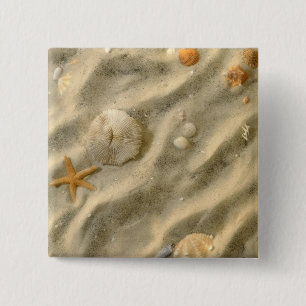 Badge Carré 5 Cm Coquillages en sable
