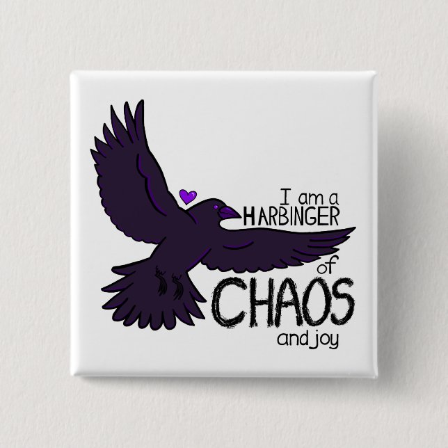 Badge Carré 5 Cm Corbeau du chaos (Devant)