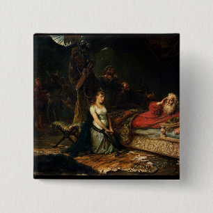 Badge Carré 5 Cm Cordelia et Roi Lear (huile sur la toile)