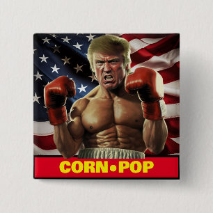 Badge Carré 5 Cm Corn Pop Trump - Le cauchemar de Biden