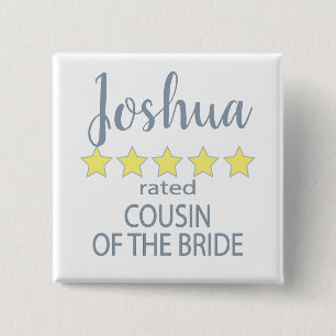 Badge Carré 5 Cm Cortège de Mariage & de Noce 5 étoiles Cousin de l