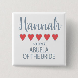 Badge Carré 5 Cm Cortège de mariage et de noce 5 Cœur Abuela de la