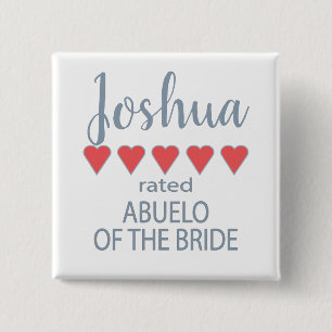 Badge Carré 5 Cm Cortège de mariage et de noce 5 Cœur Abuelo de la