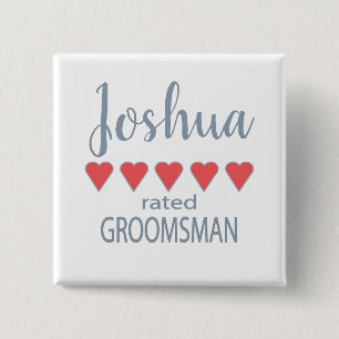 Badge Carré 5 Cm Cortège de mariage et de noces 5 cœurs garçon d'ho