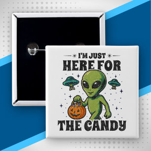 Badge Carré 5 Cm Costume d'Alien drôle pour Halloween UFO pour les