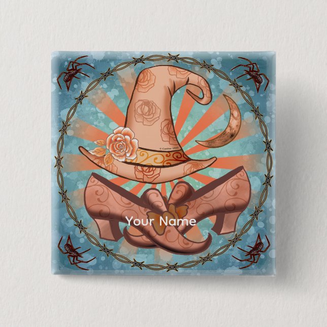 Badge Carré 5 Cm Costume de sorcière Épingle (Devant)