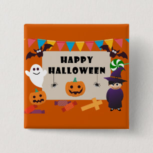 Badge Carré 5 Cm Costume enfant coloré Halloween Party