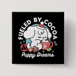 Badge Carré 5 Cm Cosy Puppy Dreams - Chocolat chaud et Noël