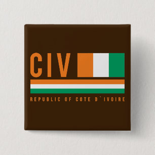 Badge Carré 5 Cm Cote d`Ivoire ISO Code Design