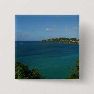Badge Carré 5 Cm Côte de Sainte-Lucie - Caraïbes Photo de vacances