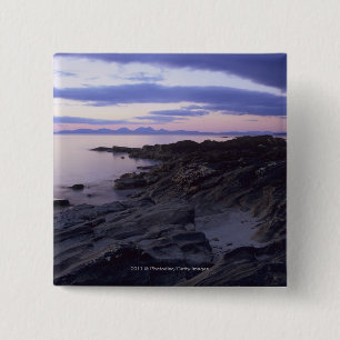 Badge Carré 5 Cm Côte rocheuse au coucher du soleil dans Kintyre,