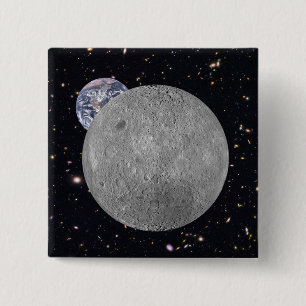 Badge Carré 5 Cm Côté sombre ou lointain de la lune Ciel étoilé