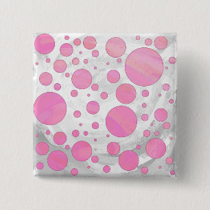 Badge Carré 5 Cm Coton Bonbon Pink Polka Dot