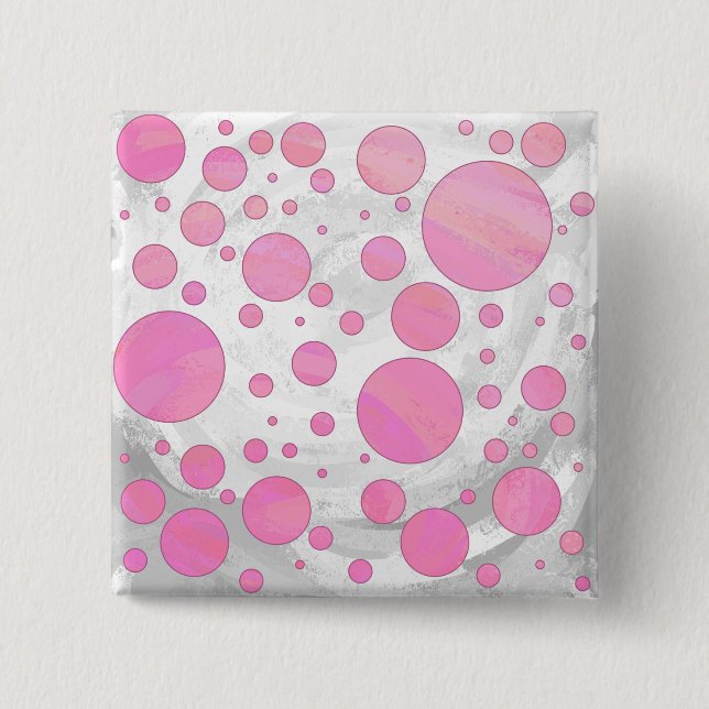 Badge Carré 5 Cm Coton Bonbon Pink Polka Dot (Devant)