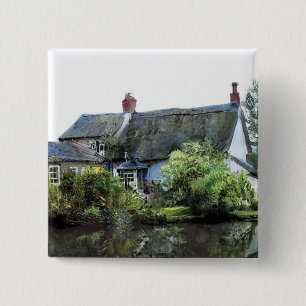 BADGE CARRÉ 5 CM COTTAGE VIEIL ANGLETERRE