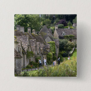 Badge Carré 5 Cm cottages en pierre de Cotswold dans le village de