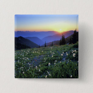 Badge Carré 5 Cm Coucher de soleil à Obstruciton Point, Parc nation