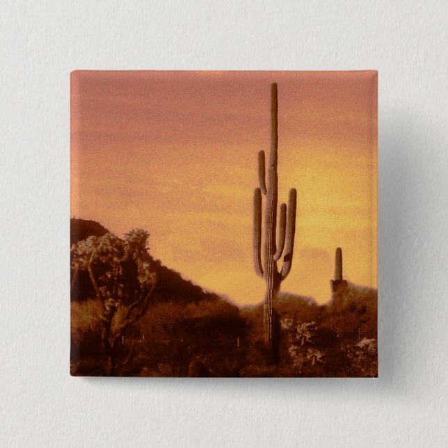 Badge Carré 5 Cm coucher de soleil de Sonoran (Devant)