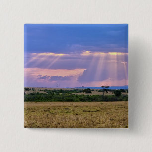 Badge Carré 5 Cm Coucher de soleil sur le Masai Mara.