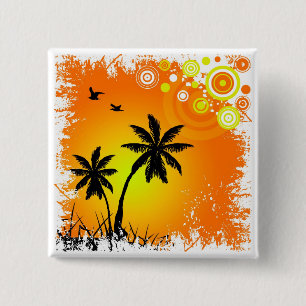 Badge Carré 5 Cm Coucher de soleil tropical