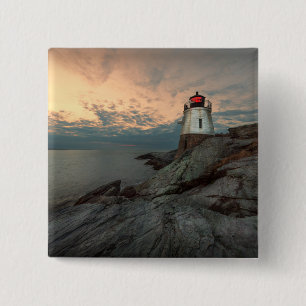 Badge Carré 5 Cm Coucher du soleil au phare de colline de château