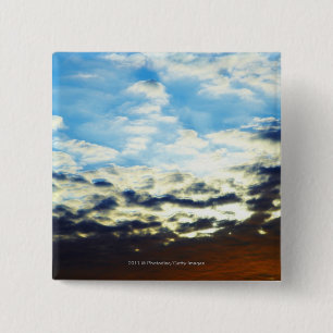 Badge Carré 5 Cm Coucher du soleil bleu orange rouge avec des