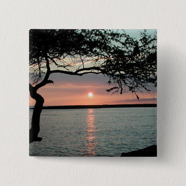 Badge Carré 5 Cm Coucher du soleil Carmel, CA (Devant)