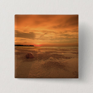 Badge Carré 5 Cm Coucher du soleil sur une plage thaïlandaise