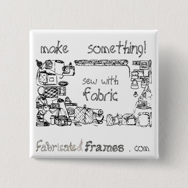 Badge Carré 5 Cm Coudre Avec Bouton Broche De Tissu (Devant)