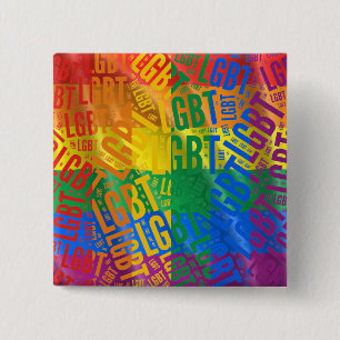 BADGE CARRÉ 5 CM COULEUR DE MOTIF DE MOT DE LGBT - .PNG