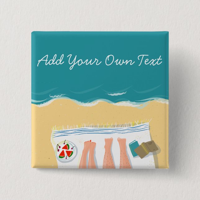 Badge Carré 5 Cm Couple bronzage Voyage personnalisé (Devant)