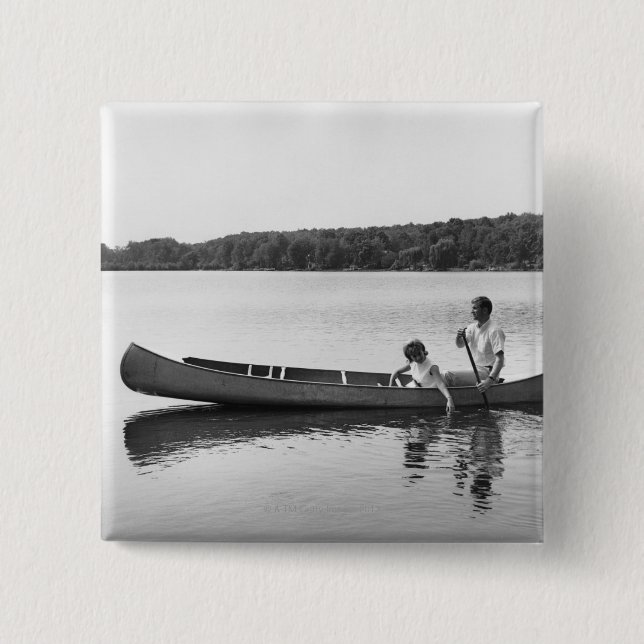 Badge Carré 5 Cm Couples dans un canoë (Devant)