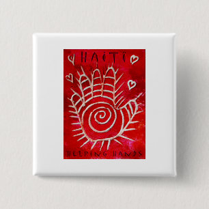 Badge Carré 5 Cm Coups de main pour le Haïti