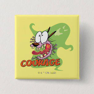 Badge Carré 5 Cm Courage du chien lâché   Graphique fantôme