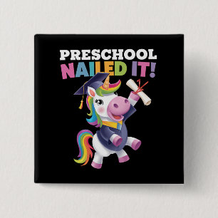 Badge Carré 5 Cm Couronne de fin d'études Licorne Nailed It Préscol