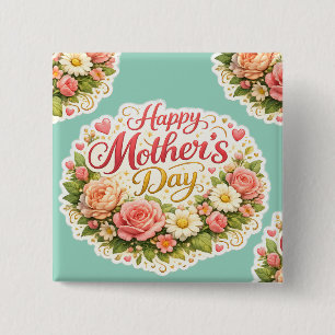 Badge Carré 5 Cm Couronne florale