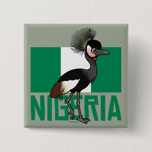 Badge Carré 5 Cm Couronner-Grue noire du Nigéria