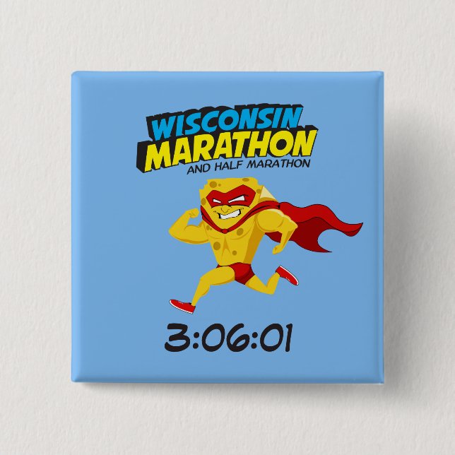Badge Carré 5 Cm Courrier-Marathon de marathon du Wisconsin (Devant)