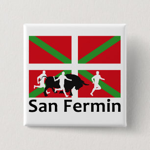 Badge Carré 5 Cm Course de taureau de San Fermin à Pamplona et