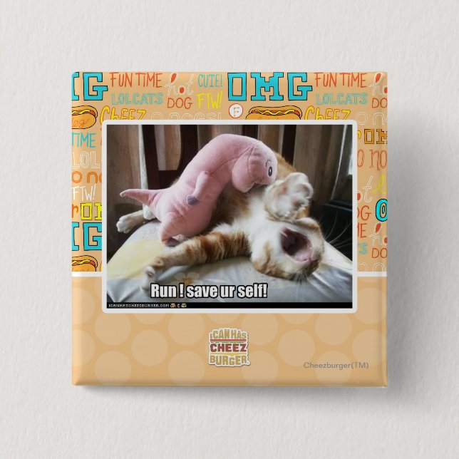 Badge Carré 5 Cm Course ! Sauvez l'individu d'ur ! (Devant)