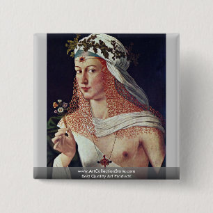 Badge Carré 5 Cm Courtisane (portrait de Lucrezia Borgia ?)