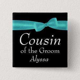 Badge Carré 5 Cm COUSIN du nom fait sur commande Y132 de mariage