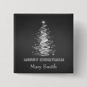 Badge Carré 5 Cm Coutume élégante de noir de nom d'arbre de Noël