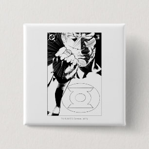 Badge Carré 5 Cm Couverture haute de fin verte de lanterne, noire