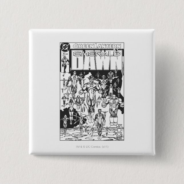 Badge Carré 5 Cm Couverture verte d'aube, noire et blanche (Devant)