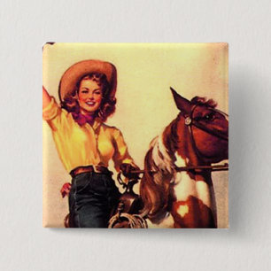 Badge Carré 5 Cm Cow-girl