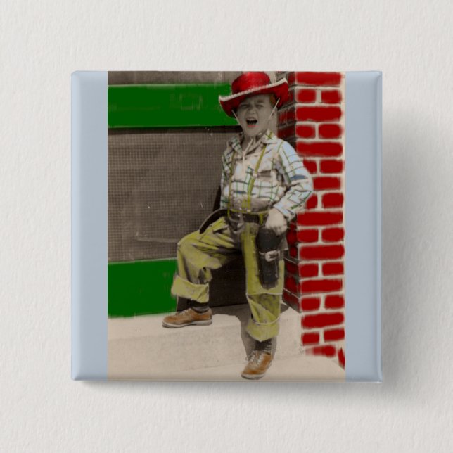 Badge Carré 5 Cm cowboy urbain (Devant)