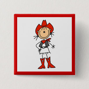 Badge Carré 5 Cm Cowgirl en T-shirts rouges et Cadeaux